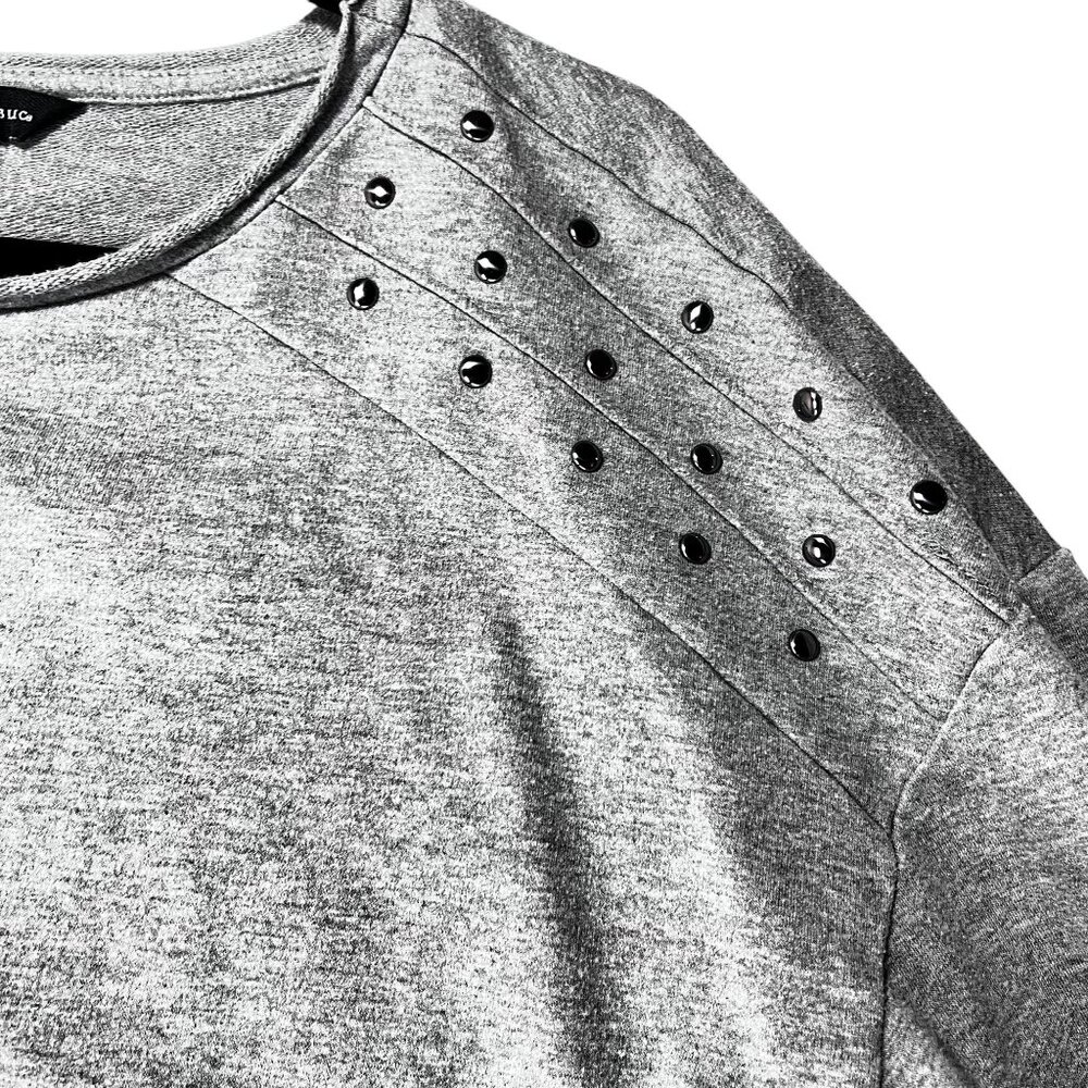 Rock & Republic Studded Gray Long-Sleeve Knot Hem Top Tee Shirt XL Casual Comfy - Picture 4 of 12